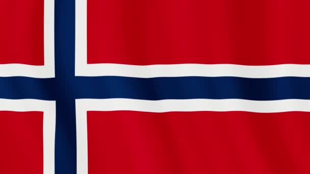Drapeau Norvège Gros Plan Drapeau Norvégien Agitant Dans Vent Réaliste — Video