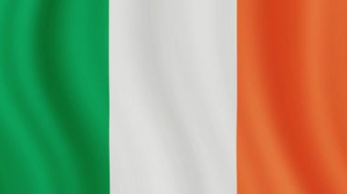 İrlanda bayrağı yakın plan. İrlanda bayrağı rüzgarda dalgalanıyor. 4k çözünürlüğü