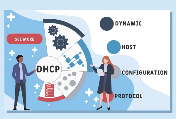 Modelo Design Site Vetorial Dhcp Dynamic Host Configuration Protocol Acrônimo — Vetor de Stock