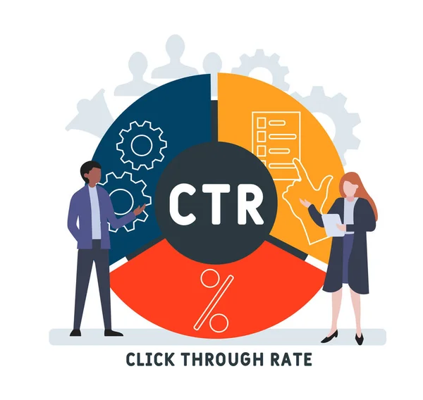 Nsanlarla Düz Tasarım Ctr Rate Kısaltmasına Tıklayın Kavramı Geçmişi Web — Stok Vektör