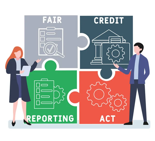 Diseño Plano Con Gente Fcra Acrónimo Fair Credit Reporting Act — Archivo Imágenes Vectoriales