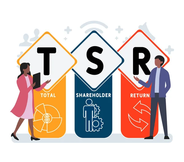 Diseño Plano Con Gente Tsr Acrónimo Total Rendimiento Los Accionistas — Vector de stock