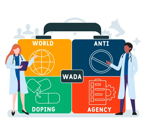 Design Piatto Con Persone Wada World Doping Agency Acronimo Background — Vettoriale Stock