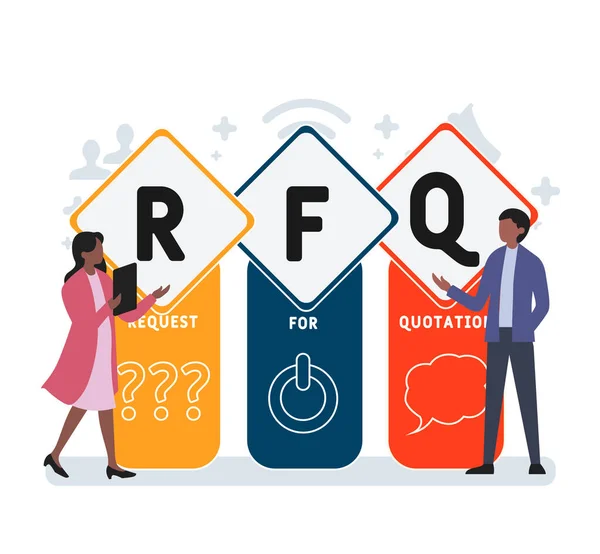 Flat Design People Rfq Request Quotation Acronym Business Concept Background — Vector de stock