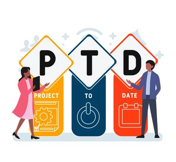 Flat Design People Ptd Project Date Acronym Business Concept Background — Stock vektor