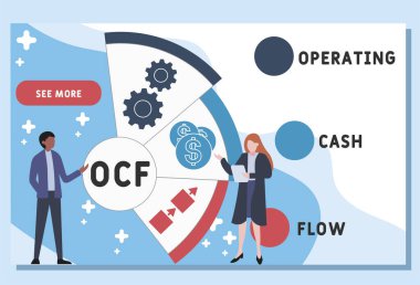 Vector website design template . OCF - operating cash flow acronym. business concept background. illustration for website banner, marketing materials, business presentation, online advertising. 