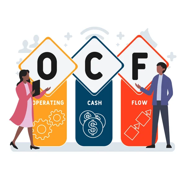 Flat Design People Ocf Operating Cash Flow Acronym Business Concept — Vetor de Stock