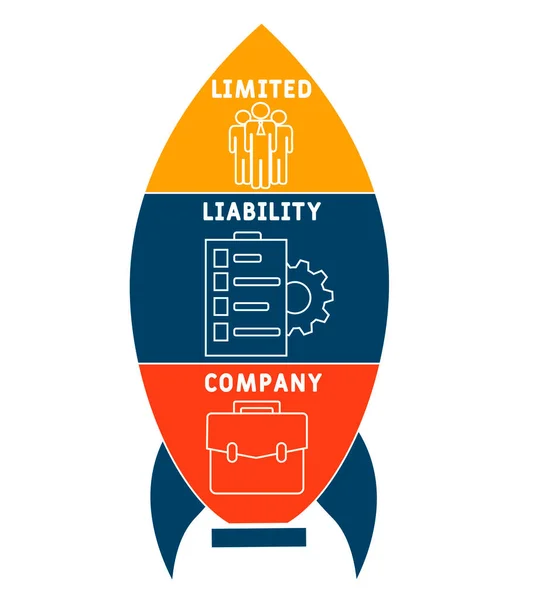 Llc Acrónimo Sociedad Responsabilidad Limitada Fondo Concepto Negocio Concepto Ilustración — Vector de stock