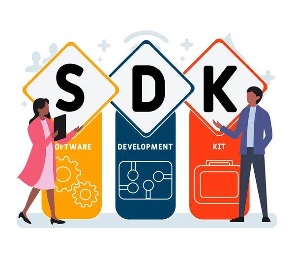 Vlak Ontwerp Met Mensen Sdk Software Development Kit Acroniem Zakelijke — Stockvector