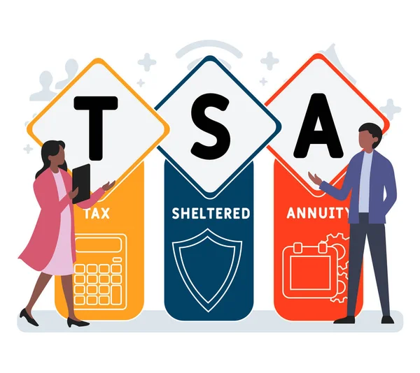 Vlak Ontwerp Met Mensen Tsa Tax Sheltered Annuity Acroniem Zakelijke — Stockvector