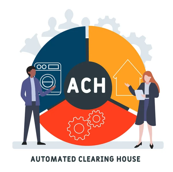 Flaches Design Mit Menschen Ach Automated Clearing House Akronym Geschäftsidee — Stockvektor