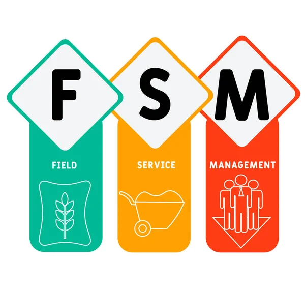 Fsm Field Service Management Acronyme Concept Entreprise Contexte Concept Illustration — Image vectorielle