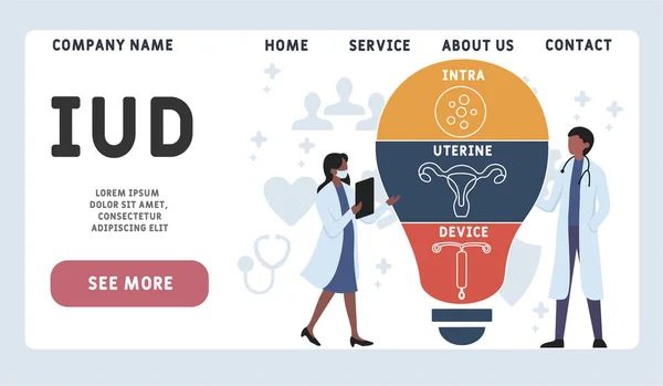 Vector Website Design Vorlage Iud Intra Uterine Device Akronym Hintergrund — Stockvektor