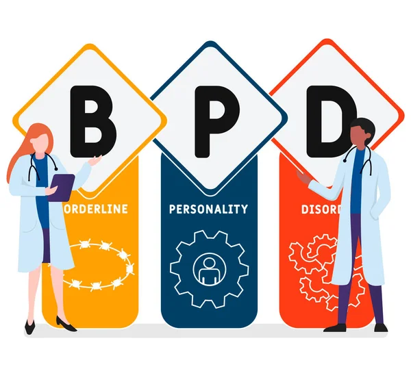 Diseño Plano Con Gente Bpd Borderline Personality Disorder Acronym Medical — Archivo Imágenes Vectoriales