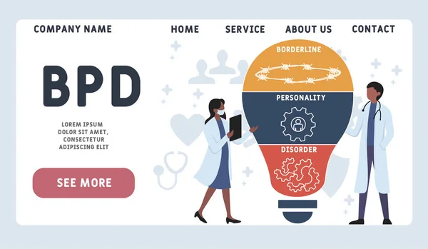 Διανυσματικό Πρότυπο Σχεδιασμού Ιστοσελίδας Bpd Οριακή Διαταραχή Προσωπικότητας Ακρωνύμιο Ιατρικό — Διανυσματικό Αρχείο