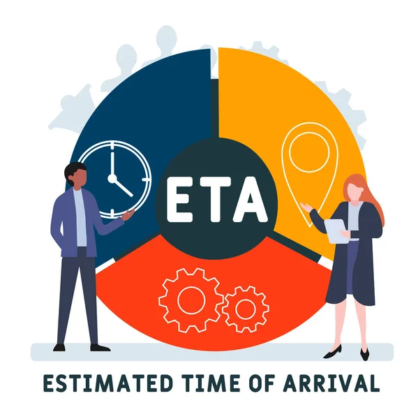 Diseño Plano Con Gente Eta Tiempo Estimado Llegada Acrónimo Fondo — Vector de stock