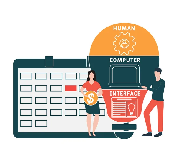 Płaska Konstrukcja Ludźmi Hci Human Computer Interface Acronim Tło Koncepcji — Wektor stockowy