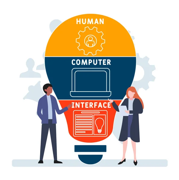 Flaches Design Mit Menschen Hci Human Computer Interface Akronym Geschäftsidee — Stockvektor