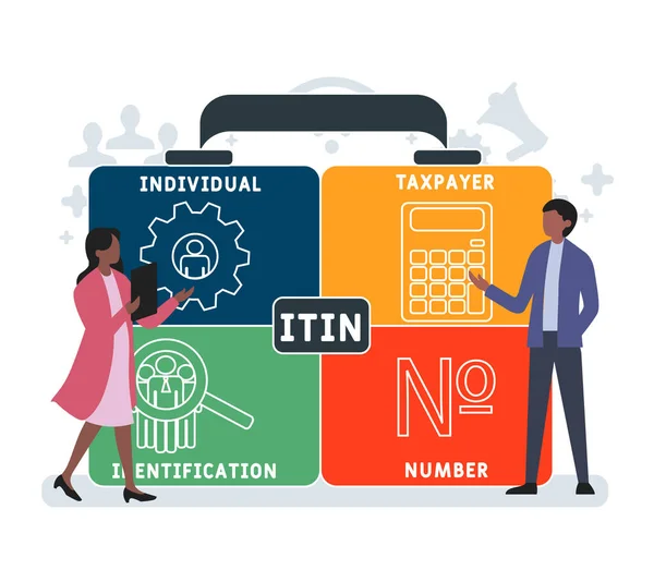 Vlak Ontwerp Met Mensen Itin Individuele Belastingplichtige Identificatienummer Acroniem Business — Stockvector