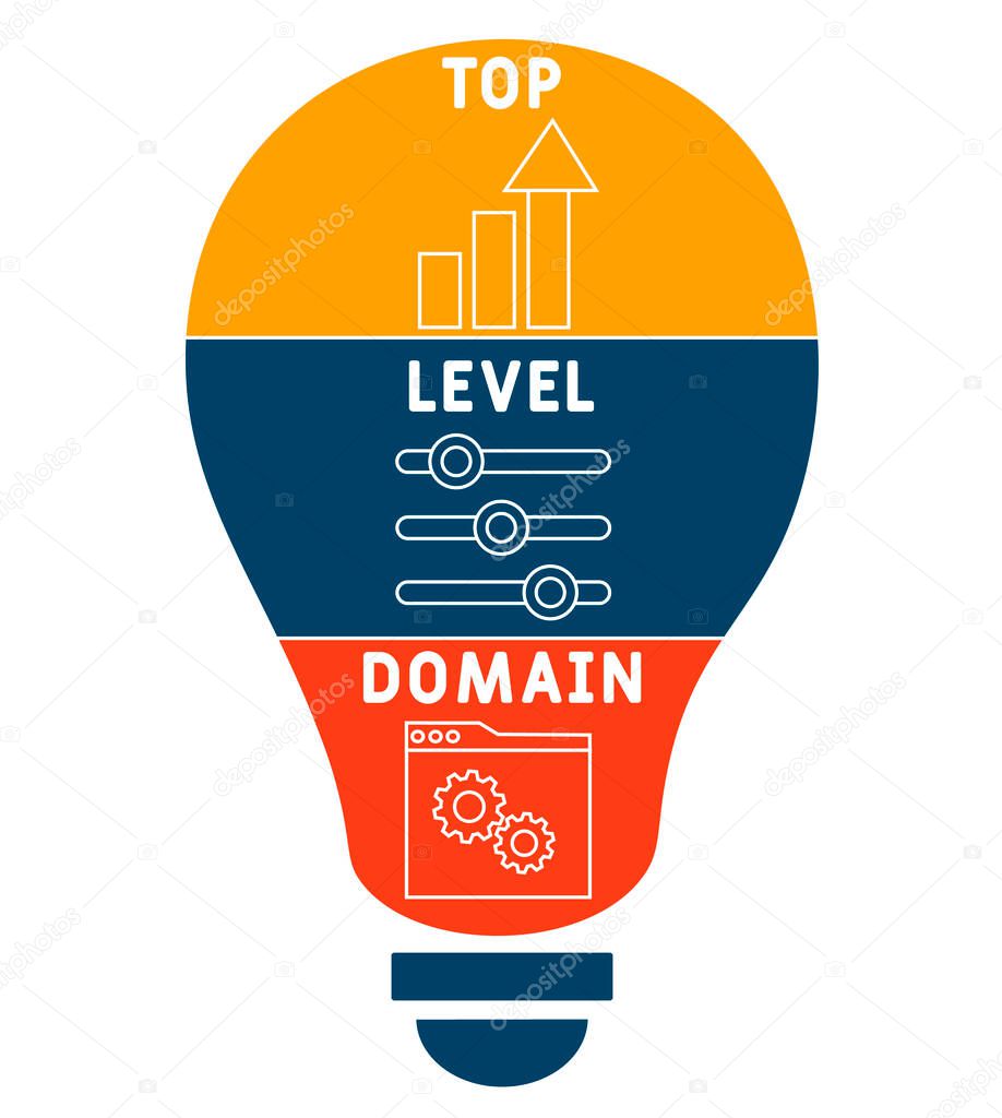 TLD - Top Level Domain  acronym. business concept background.  vector illustration concept with keywords and icons. lettering illustration with icons for web banner, flyer, landing page