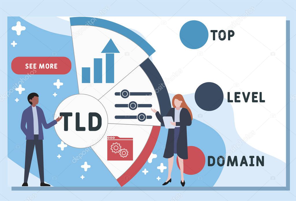 Vector website design template . TLD - Top Level Domain acronym. business concept background. illustration for website banner, marketing materials, business presentation, online advertising. 