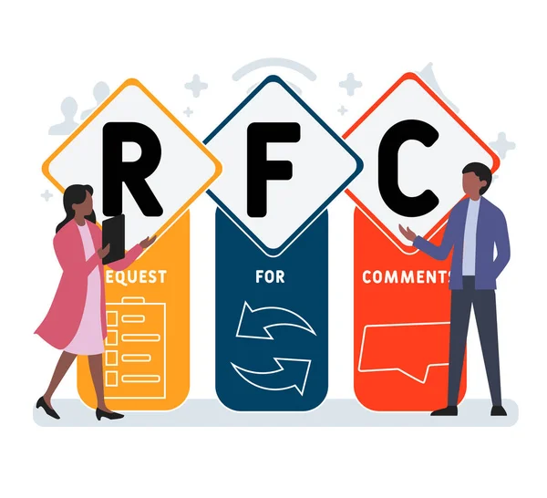 Vlak Ontwerp Met Mensen Rfc Verzoek Opmerkingen Acroniem Business Concept — Stockvector