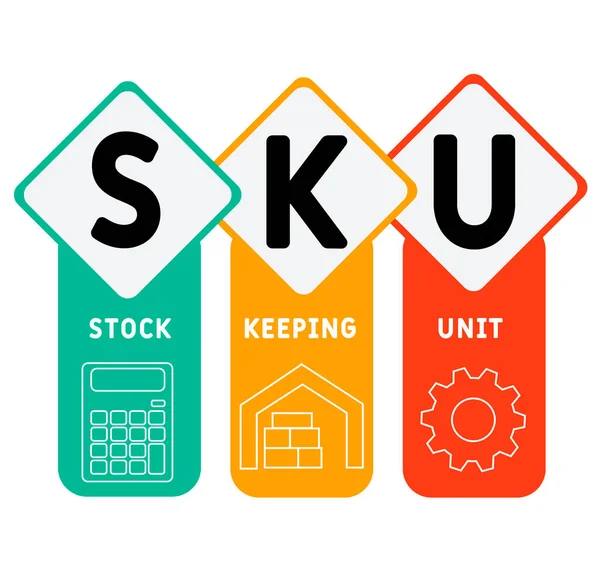 Sku Acrónimo Unidade Conservação Existências Fundo Conceito Negócio Conceito Ilustração — Vetor de Stock
