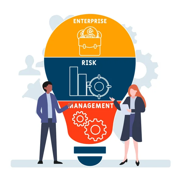 Vlak Ontwerp Met Mensen Erm Enterprise Risk Management Acroniem Zakelijke — Stockvector