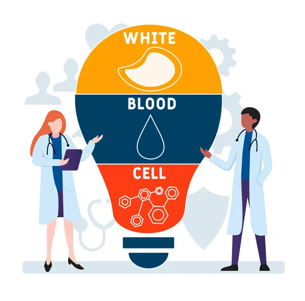 Vlak Ontwerp Met Mensen Wbc White Blood Cell Acroniem Medische — Stockvector
