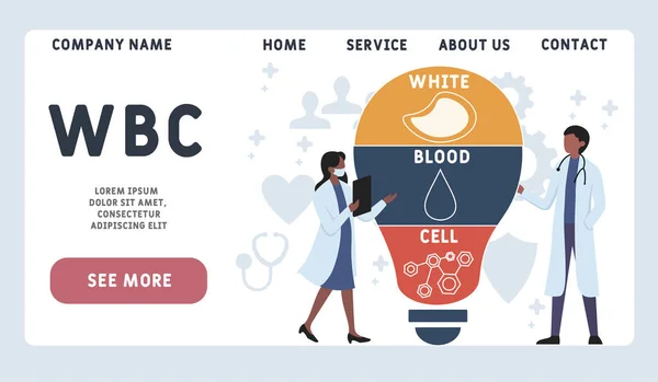 Vector Website Design Vorlage Wbc White Blood Cell Akronym Hintergrund — Stockvektor