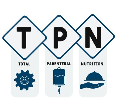 TPN - Total Parenteral Nutrition acronym. medical concept background.  vector illustration concept with keywords and icons. lettering illustration with icons for web banner, flyer, landing page clipart