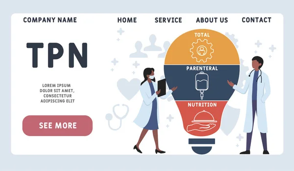 Vector Website Design Vorlage Tpn Total Parenteral Nutrition Akronym Hintergrund — Stockvektor