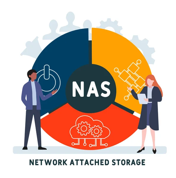 Design Plano Com Pessoas Nas Rede Anexada Acrônimo Armazenamento Plano — Vetor de Stock