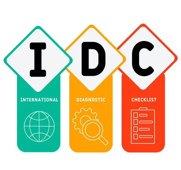 Idc International Diagnostic Checklist Acronym Fondo Concepto Negocio Concepto Ilustración — Vector de stock