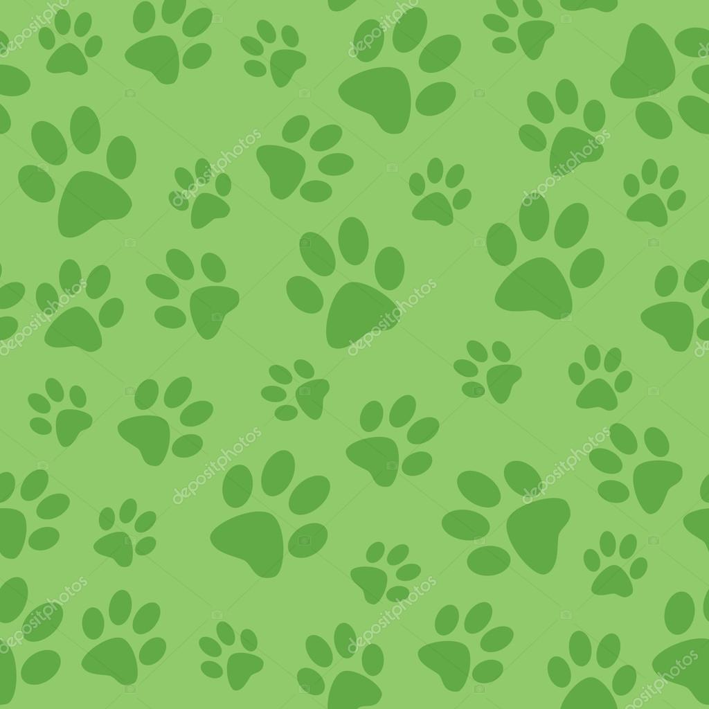 green paw print background