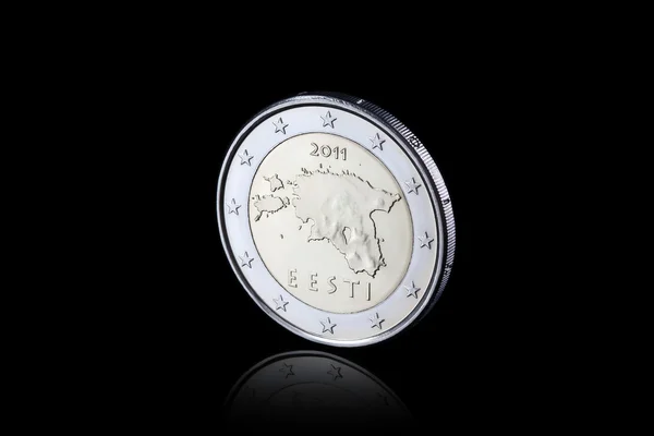 Coin. Euro coin isolated on black background — Stock Photo, Image