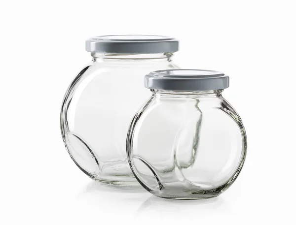 Vidro. Frasco de vidro vazio sobre fundo branco — Fotografia de Stock