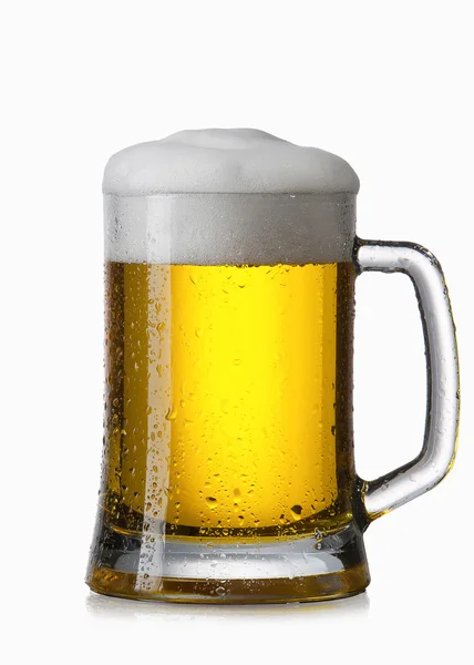 Beer into glass isolated on white — Stock Photo, Image