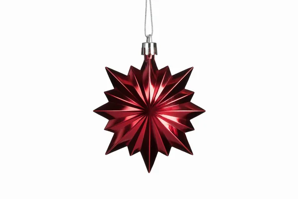 Navidad. Decoración estrella de Navidad roja aislada en respaldo blanco — Foto de Stock