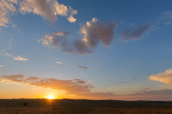 Por do sol sobre as planícies — Fotografia de Stock