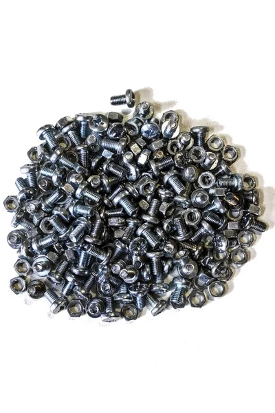 Small Pile Screws Nuts Building Assembling Furniture Constructor Tool Repair — Stock Photo, Image