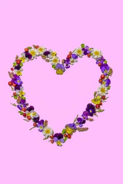 Corazón Flores Aisladas Rosa Día Mujer Felicitaciones — Foto de Stock