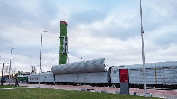 ロシア サンクトペテルブルク 2020年2月 戦闘鉄道ミサイルシステム Bzhrk ゴーストトレインと略される 戦略的ミサイルシステムの一種 — ストック写真