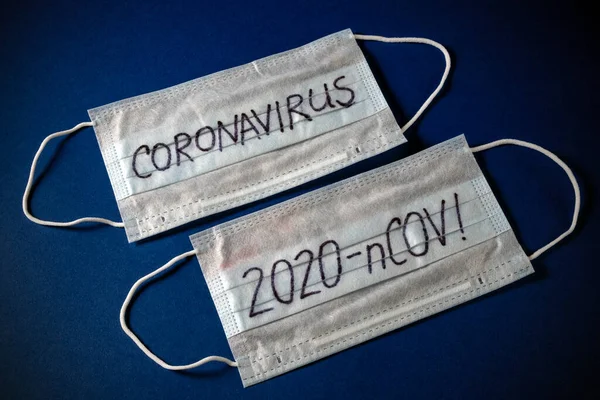 Coronavirus 2019 Ncov Máscara Quirúrgica Máscara Protectora Con Texto Coronavirus —  Fotos de Stock