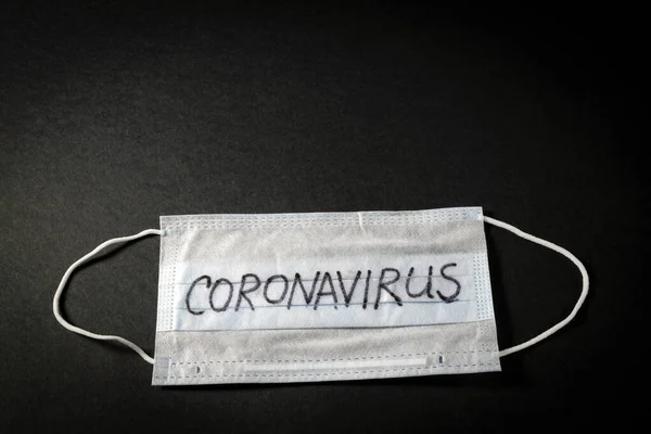 Coronavirus 2019 Ncov Máscara Quirúrgica Máscara Protectora Con Texto Coronavirus —  Fotos de Stock