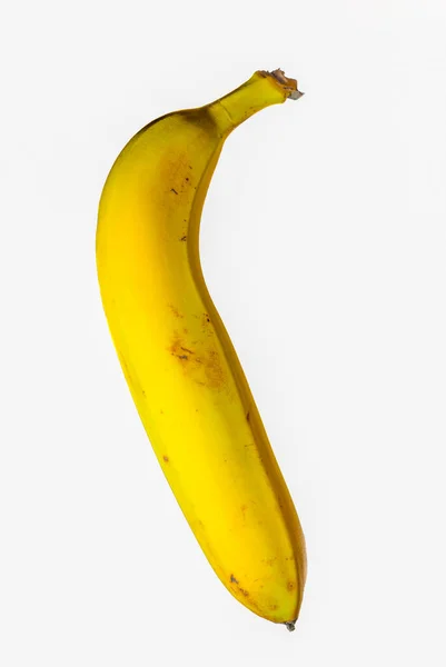 Plátano Amarillo Único Maduro Aislado Sobre Fondo Blanco —  Fotos de Stock