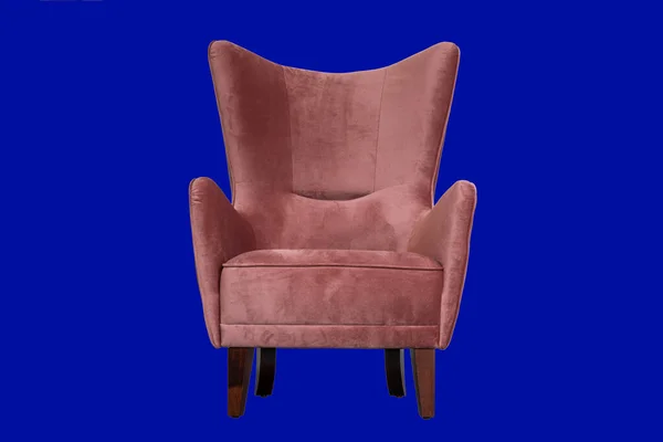 Moderne Beau Fauteuil Rose Cher Isolé Sur Fond Bleu Classique — Photo