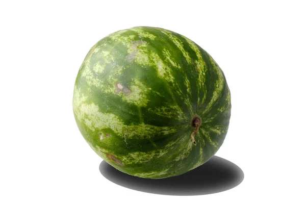 Stor Saftig Mogen Vattenmelon Isolerad Vit Bakgrund Med Extra Skugga — Stockfoto