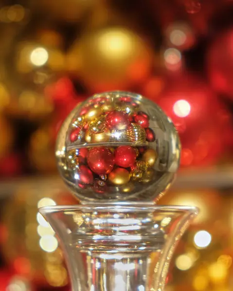 Christmas Balls Reflection Glass Wine Lid Shape Ball Christmas New Stock Picture