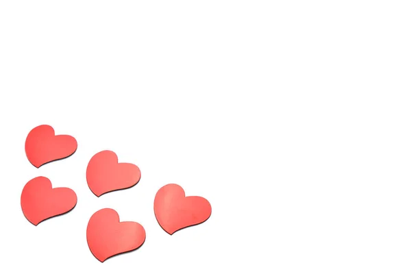 Beyaz Arka Planda Kırmızı Kalpler Anneler Günü Sevgililer Günü Üst — Stok fotoğraf